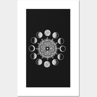 Mandala Moon Phases Posters and Art